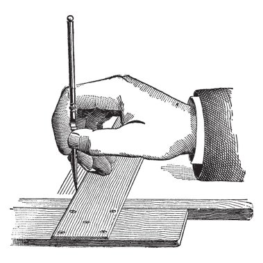 Kalem kenarından ve ayar vidası olan isteğe bağlı olarak bir numara arama olabilir iktidar,-si olmak o mühendislik ve haritacılık, vintage çizgi çizme veya oyma illüstrasyon teknik çizimler.