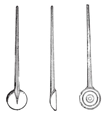 Yemek kaşığı reçel, vintage illüstrasyon kazınmış.