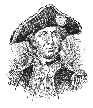 John Paul Jones, 1747-1792, o Amerika Birleşik Devletleri ilk ünlü donanma komutanı Amerikan Bağımsızlık Savaşı Amerikan Donanması, çizim veya şekil oyma vintage çizgi babası olarak ünlü oldu