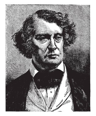 Charles Sumner, 1811-1874, o bir avukat, ABD'li politikacı, güçlü hatip ve Massachusetts, vintage çizgi çizme veya oyma illüstrasyon ABD Senatörü yapıldı.