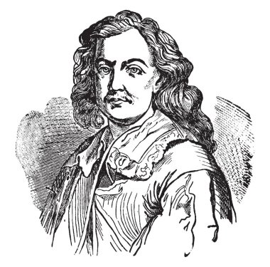 Murillo, 1618-1682, o bir İspanyolca barok ressam, vintage çizgi çizme veya oyma illüstrasyon yapıldı.