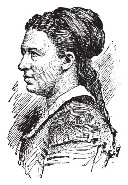 Julia Dent Grant, 1826-1902, 1877 için 1869 dan Amerika Birleşik Devletleri first lady, vintage çizgi çizme veya oyma illüstrasyon biriydi