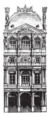 Pavillon Louvre tarafından Pierre Lescot, vintage illüstrasyon kazınmış. Endüstriyel ansiklopedi E.-O. Lami - 1875
