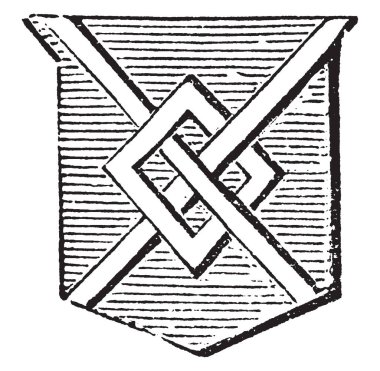 Perde sıradan iki satır içinde titreşimli tarafından kurulan bir hali, vintage çizgi çizme veya oyma illüstrasyon tuzludur.