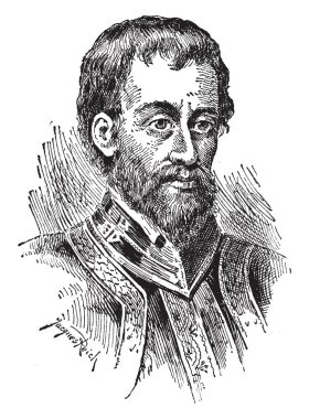 Hernando de Soto, 1495-1542 olduğunu bir İspanyol kaşif ve fatih, çizim veya şekil oyma vintage hattı