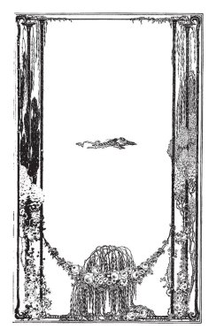 Asma kenarlığa sahip meyve asma bu resim, çizim için vintage veya oyma illüstrasyon dibinde.