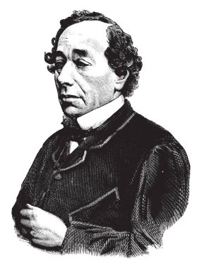 Benjamin Disraeli, 1804-1881, o muhafazakar parti, romancı ve Başbakan İngiltere, vintage çizgi çizme veya oyma illüstrasyon İngiliz devlet adamı