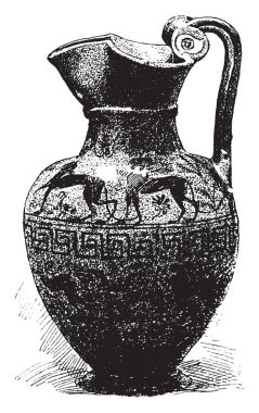 Yunan Pot bir yuvarlak ve basit tasarım vazolar, vintage çizgi çizme veya oyma olduğunu.