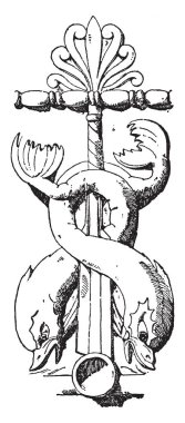 Yunus friz Greko italik tasarım, vintage çizgi çizme veya oyma illüstrasyon olduğunu.