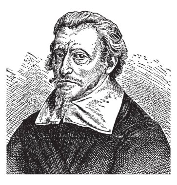 Bir Alman besteci ve genellikle en önemli Alman besteci, vintage çizgi çizme veya oyma illüstrasyon kabul org Heinrich Shuetz olduğunu.