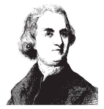 Samuel Adams, 1722-1803, Amerika Birleşik Devletleri kurucu babalar biri olduğunu, o bir devlet adamı ve politik filozof, vintage çizgi çizme veya oyma illüstrasyon oldu