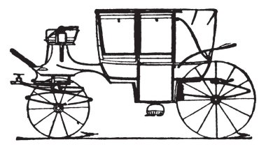 Beş cam Landau açık bir, vintage çizgi çizme veya oyma illüstrasyon ile sadece arka bir merkez olan klasik Landau tarzında iki deri kafa yerine alışılmadık bir arabası olduğunu.