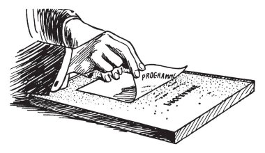 Bu resimde metin ve resim, çizim için vintage veya oyma illüstrasyon çoğaltılması için bir işlemi olan yazdırma temsil eder..