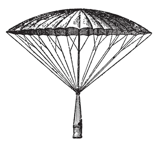 Garnerin Fallschirmsprung Mit Hilfe Eines Fallschirms Oldtimer Linienzeichnung Oder Gravur — Stockvektor