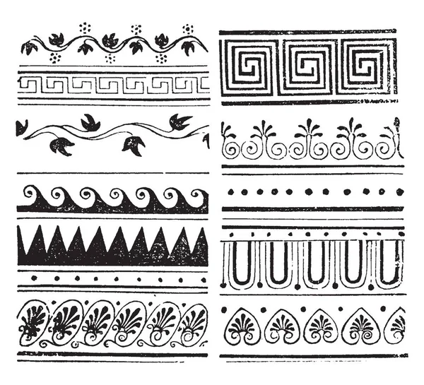 Los Ornamentos Surtidos Tienen Bordes Antiguos Los Velos Dibujo Línea — Archivo Imágenes Vectoriales