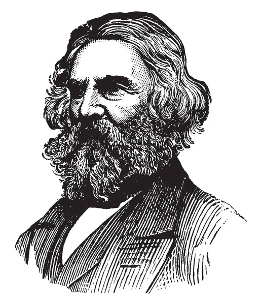 Henry Wadsworth Longfellow 1807 1882 Foi Poeta Educador Americano Cujas —  Vetores de Stock