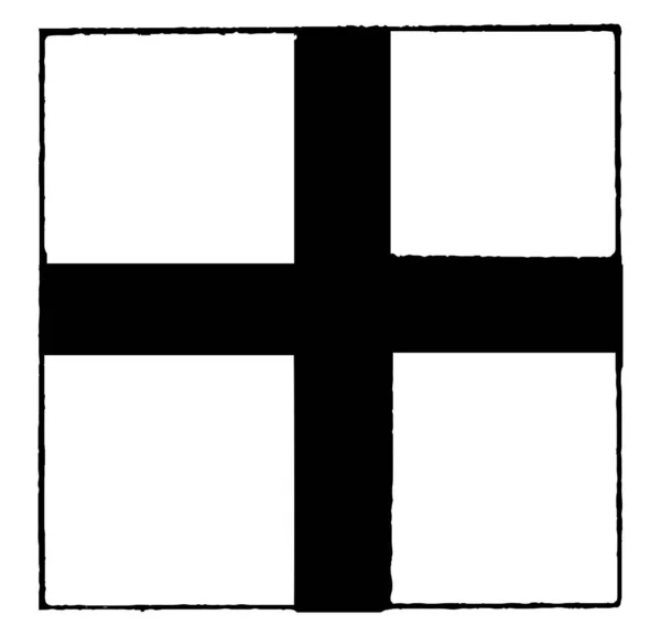 的国际代码标志 白色正方形 黑色加号在中间 复古线条绘制或雕刻插图 — 图库矢量图片