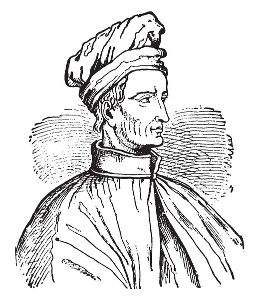 阿美利戈韦斯普奇 1454 1512 他是一个意大利探索者 金融家 导航和制图师 复古线条绘画或雕刻插图 — 图库矢量图片