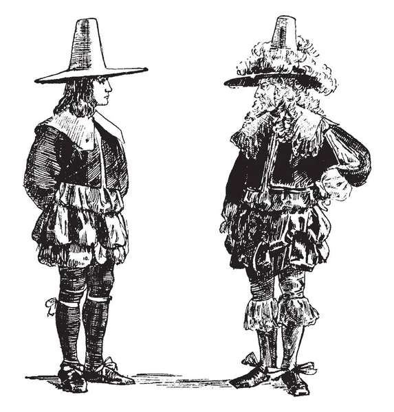 William Penn Pie Con Padre Sir William Penn Dibujo Línea — Vector de stock