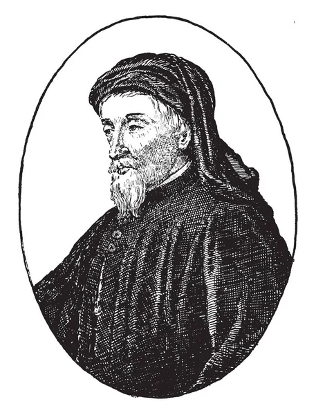 Geoffrey Chaucer 1343 1400 Foi Famoso Poeta Autor Filósofo Astrônomo —  Vetores de Stock