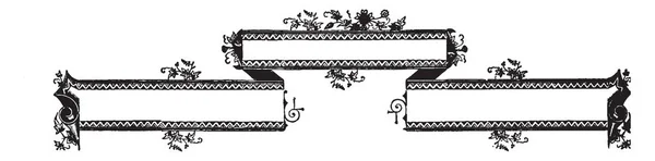带状横幅有深色边框 复古线条画或雕刻插图 — 图库矢量图片