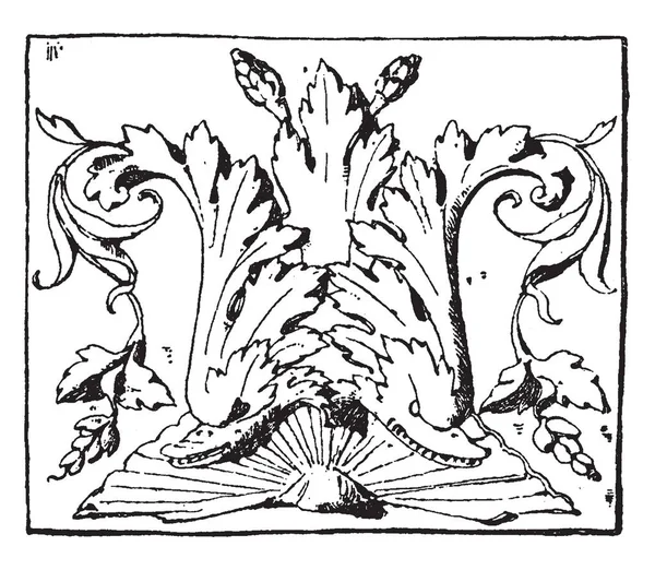 Spodní Panel Dolphin Nachází Vévodského Paláce Benátkách Vintage Kreslení Čar — Stockový vektor