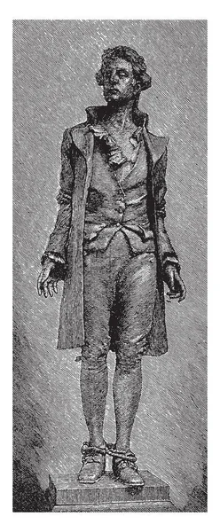 ヘール像 像のネイサン ヘイル 彼はアメリカの革命的な戦争 ビンテージの線描画や彫刻イラスト中にアメリカ人兵士と大陸軍隊のためのスパイだった — ストックベクタ