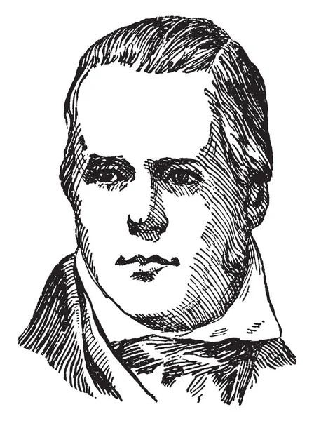 沃尔特 斯科特爵士 1771 1832 他是一个苏格兰历史小说家 剧作家和诗人 复古线画或雕刻插图 — 图库矢量图片