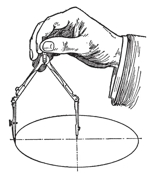 Kreslení Velké Kruhy Kompasem Natažené Nohy Ale Pro Větší Velikosti — Stockový vektor