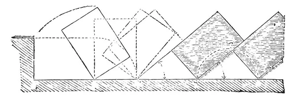 土地のストリップの分析の回転運動は ヴィンテージには 図が刻まれています 産業百科事典 1875 — ストックベクタ