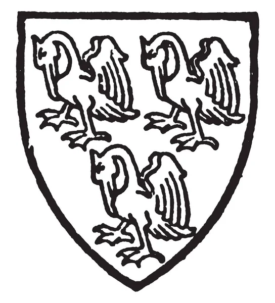 Pelham masmavi üç Pelikan gümüş, vintage çizgi çizme veya oyma illüstrasyon delik.