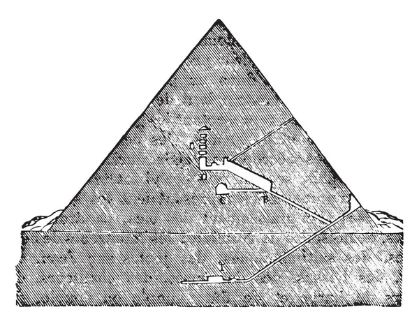 Schneiden Der Großen Pyramide Von Memphis Vintage Gravierte Illustration Industrieenzyklopädie — Stockvektor