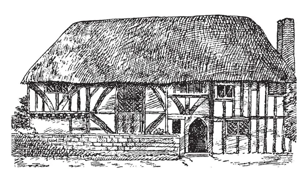 Arquitetura Gótica Alfriston Clergy House Alfriston Inglaterra Ilustrando Arquitetura Gótica —  Vetores de Stock