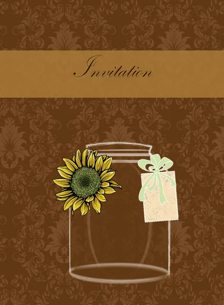 Tarjeta Invitación Vintage Con Elegante Diseño Floral Retro Abstracto Adornado — Vector de stock