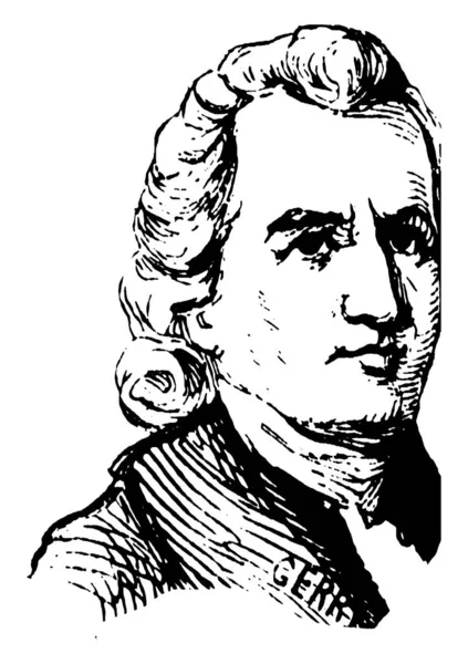 Оливер Уолкотт 1726 1797 Американский Политик Девятнадцатый Губернатор Коннектикута Рисовал — стоковый вектор