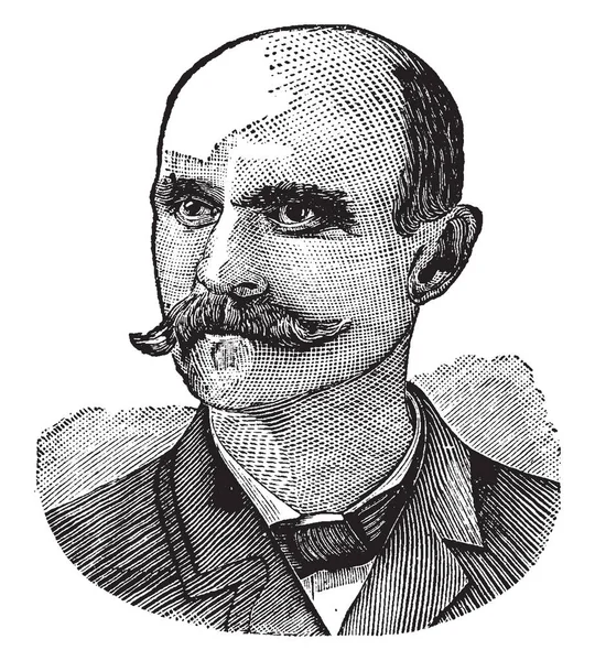 エドガー ウィルソン大晦日 1850 1896 彼はアメリカの作家 創設者およびララミー ブーメラン ビンテージの線描画や彫刻図のエディター — ストックベクタ