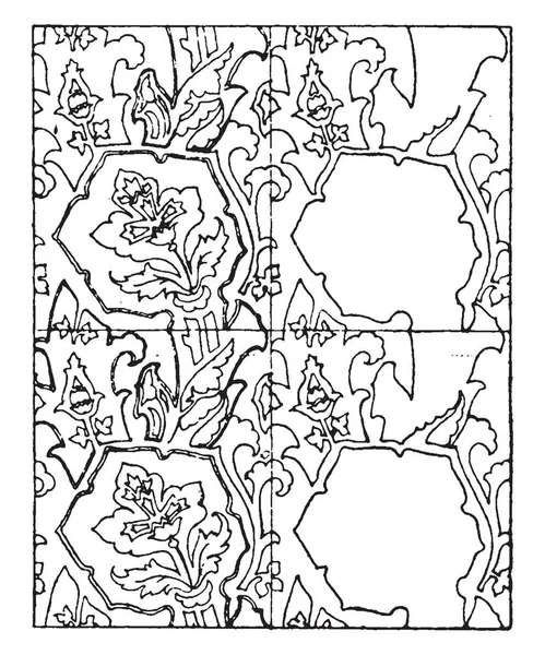 金图案在祭坛的地板上发现 它是在圣 Egidius 复古线条画或雕刻插图 — 图库矢量图片