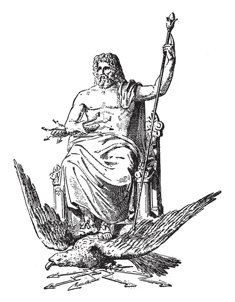 Этой Раме Находится Статуя Человека Сидящего Деревянном Сидении Обоих Рукой — стоковый вектор