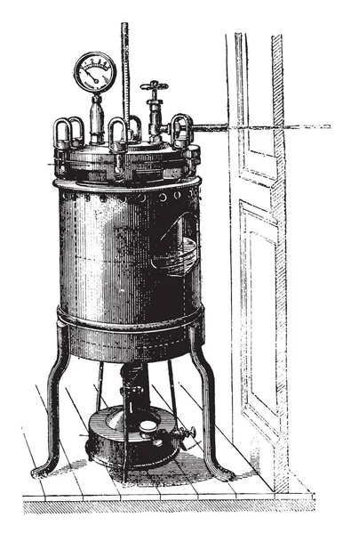 Autoclave Formogene Ilustración Grabada Vintage Enciclopedia Industrial Lami 1875 — Archivo Imágenes Vectoriales