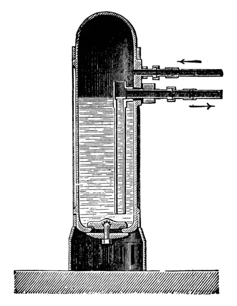 立式节炉蒸气 复古刻插图 工业百科全书 1875 — 图库矢量图片