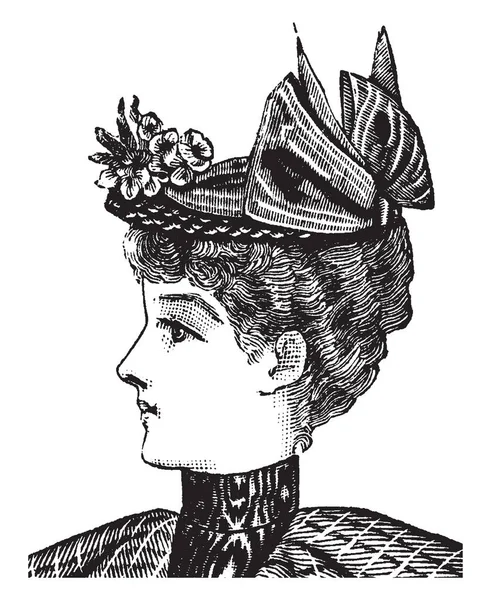 Late 19Th Century Hat Projetado Com Pequeno Buquê Flores Desenho —  Vetores de Stock