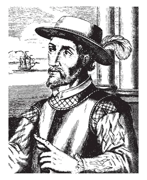 Ponce de Leon, 1474-1521, o İspanyol kaşif, fatih ve Porto Riko, vintage çizgi çizme veya oyma illüstrasyon ilk valisi oldu