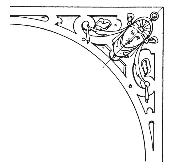 Renaissance Spanrail Panel Strapwork Design Vintage Line Drawing Engraving — Stock Vector