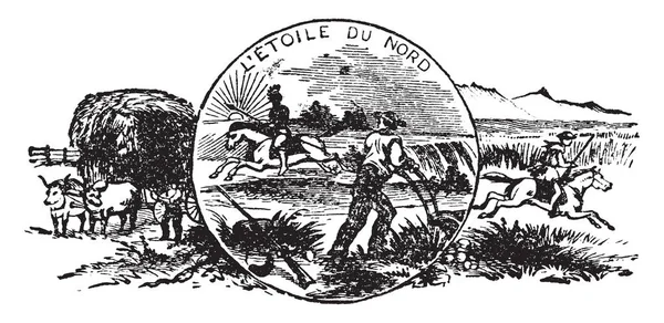 Sceau Officiel État Américain Minnesota Sceau Char Boeufs Sur Côté — Image vectorielle