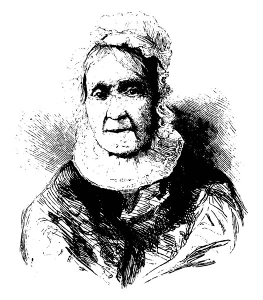 伊丽莎白斯凯勒汉密尔顿 1757 1854 她是纽约市第一家私立孤儿院的共同创始人和副主任 复古线条绘画或雕刻插图 — 图库矢量图片