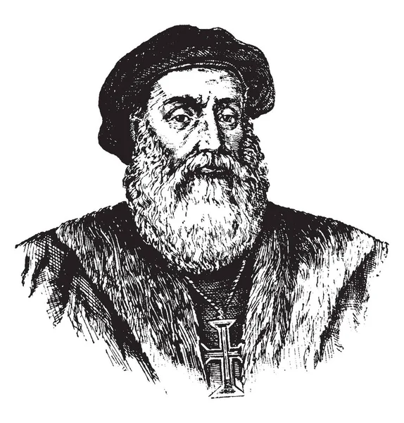 Vasco Gama 1460 1524 Fue Explorador Portugués Primer Europeo Llegar — Vector de stock