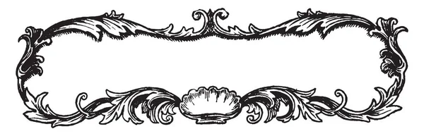 Ornamentierte Banner Haben Blättermuster Diesem Rand Vintage Linienzeichnung Oder Gravierillustration — Stockvektor