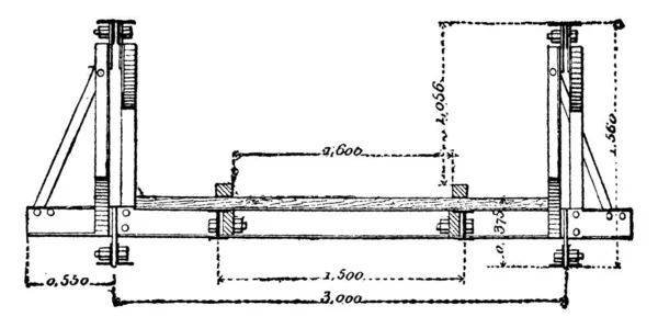 携帯用橋を渡って断面 ヴィンテージには 図が刻まれています 産業百科事典 1875 — ストックベクタ