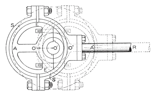 Ілюстрація Представляє Функцію Валу Ексцентричному Русі Від Парового Двигуна Вінтажному — стоковий вектор