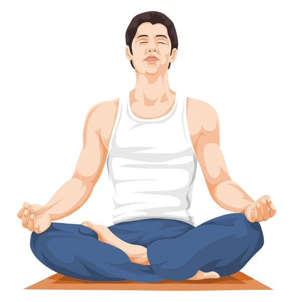 Yoga Yapmak Adam Vektör Çizim — Stok Vektör